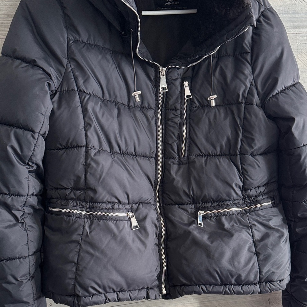 Zara Black Hooded Puffer Jacket - Picture 2 of 11